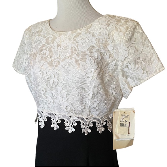 VTG 90s Gunne Sax Jessica McClintock Black White Lace Dress NWT NOS HoCo - Picture 5 of 16